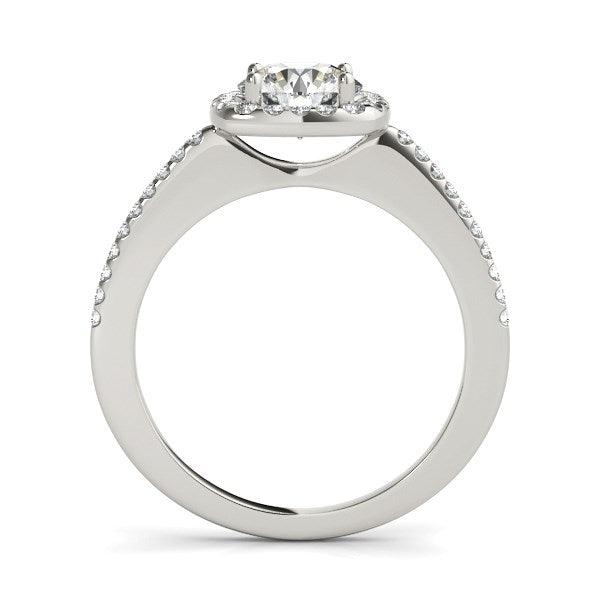 14k White Gold Pave Style Slim Shank Diamond Engagement Ring (1 1/8 cttw) - Ellie Belle