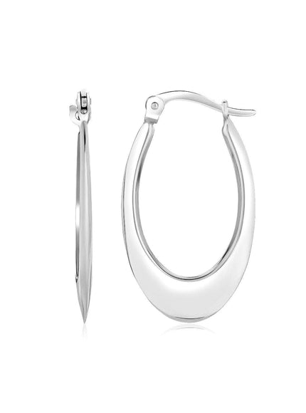 14k White Gold Polished Graduated Oval Hoop Earrings - Ellie Belle