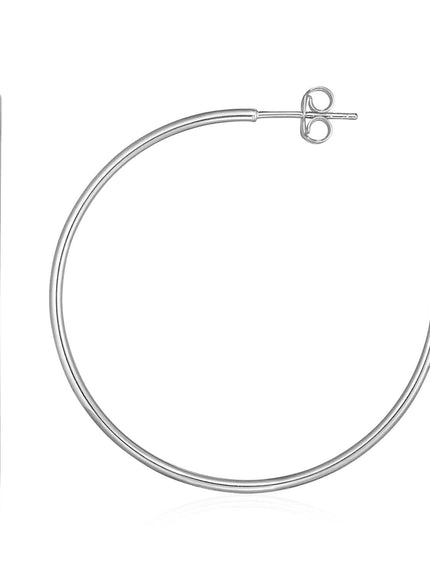 14k White Gold Polished Hoop Earrings - Ellie Belle