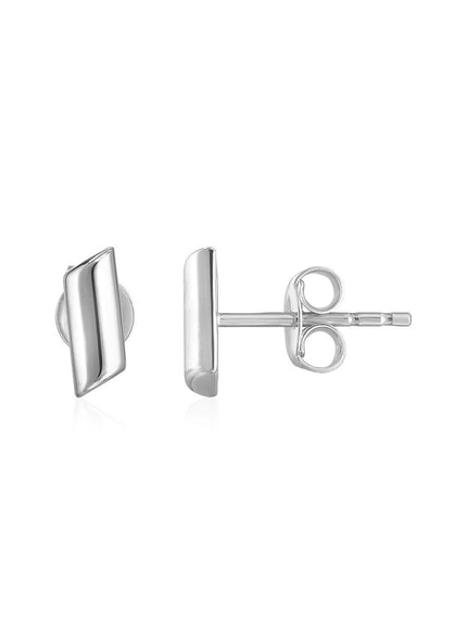 14k White Gold Polished Rectangular Post Earrings - Ellie Belle