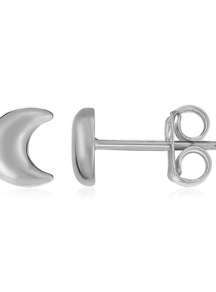 14k White Gold Post Earrings with Moons - Ellie Belle