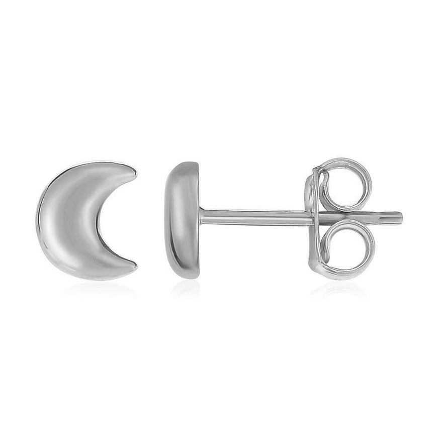 14k White Gold Post Earrings with Moons - Ellie Belle