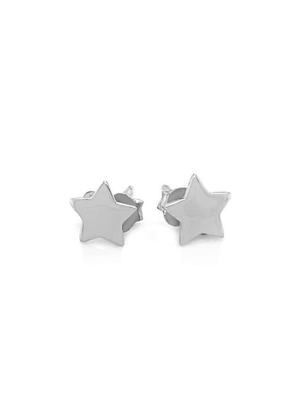 14k White Gold Post Earrings with Stars - Ellie Belle