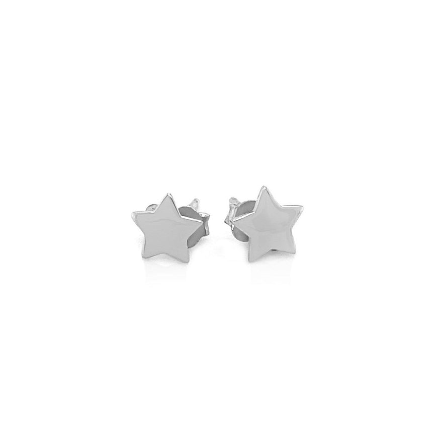 14k White Gold Post Earrings with Stars - Ellie Belle