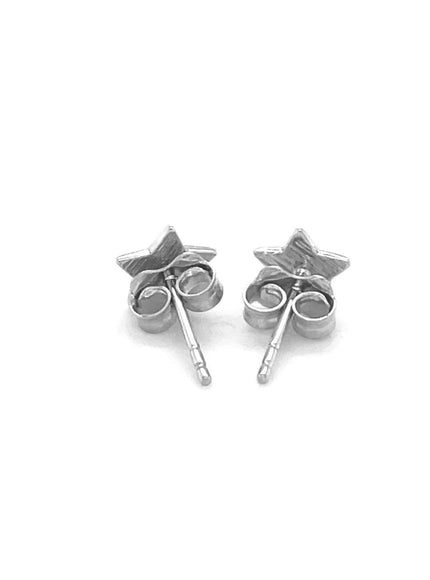 14k White Gold Post Earrings with Stars - Ellie Belle