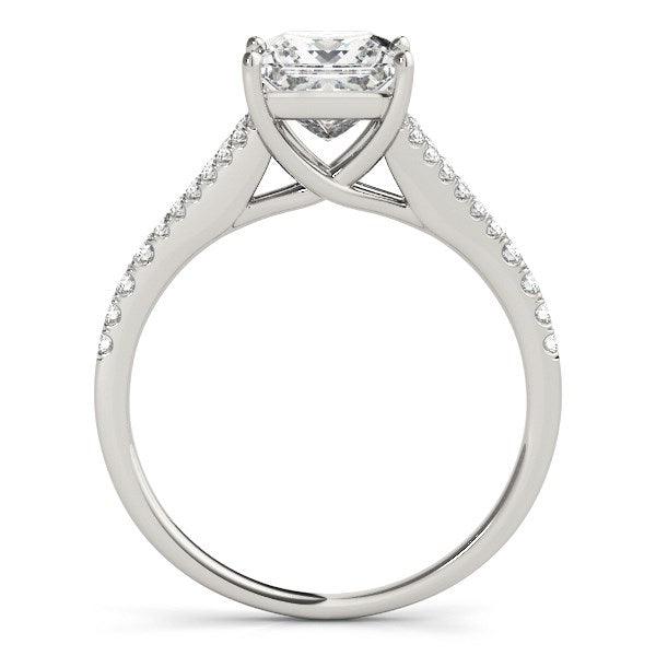 14k White Gold Princess Cut Split Shank Diamond Engagement Ring (1 1/8 cttw) - Ellie Belle