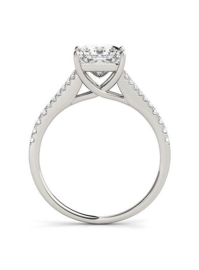 14k White Gold Princess Cut Split Shank Diamond Engagement Ring (1 1/8 cttw) - Ellie Belle