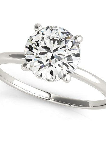 14k White Gold Prong Set Round Diamond Engagement Ring (2 cttw) - Ellie Belle
