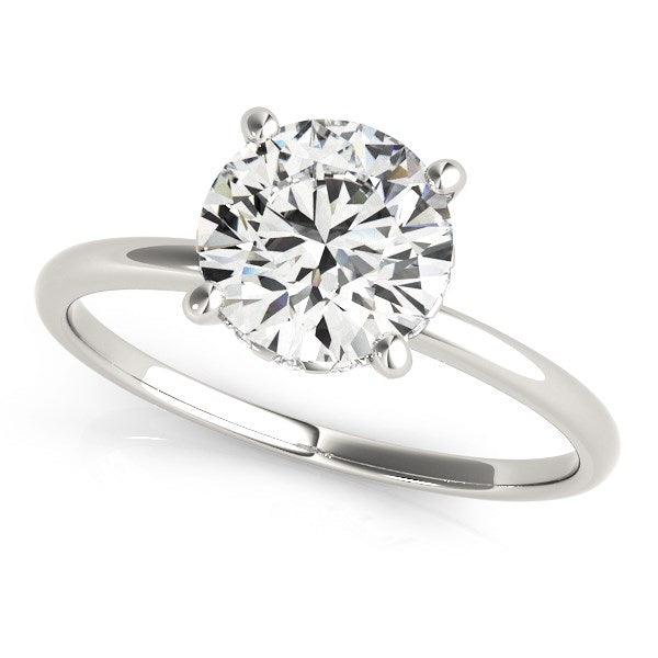 14k White Gold Prong Set Round Diamond Engagement Ring (2 cttw) - Ellie Belle