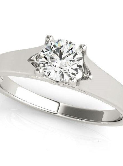 14k White Gold Prong Set Style Solitaire Diamond Engagement Ring (1/2 cttw) - Ellie Belle