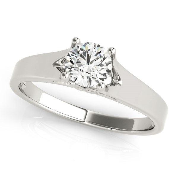 14k White Gold Prong Set Style Solitaire Diamond Engagement Ring (1/2 cttw) - Ellie Belle