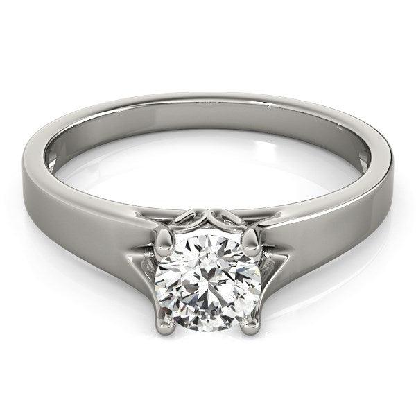 14k White Gold Prong Set Style Solitaire Diamond Engagement Ring (1/2 cttw) - Ellie Belle