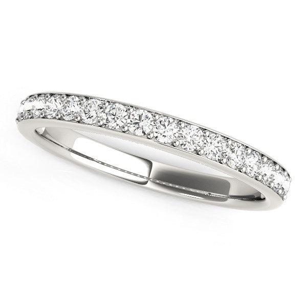 14k White Gold Prong Set Wedding Band with Diamonds (1/3 cttw) - Ellie Belle