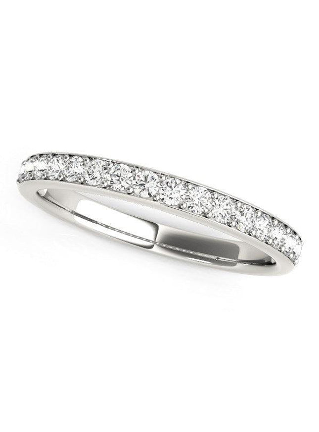 14k White Gold Prong Set Wedding Band with Diamonds (1/3 cttw) - Ellie Belle