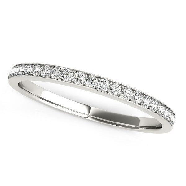 14k White Gold Prong Setting Round Diamond Wedding Band (1/5 cttw) - Ellie Belle