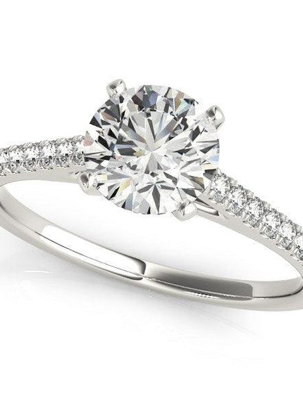 14k White Gold Pronged Round Diamond Engagement Ring (1 5/8 cttw) - Ellie Belle