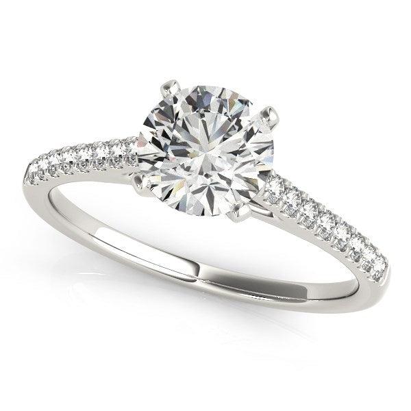 14k White Gold Pronged Round Diamond Engagement Ring (1 5/8 cttw) - Ellie Belle