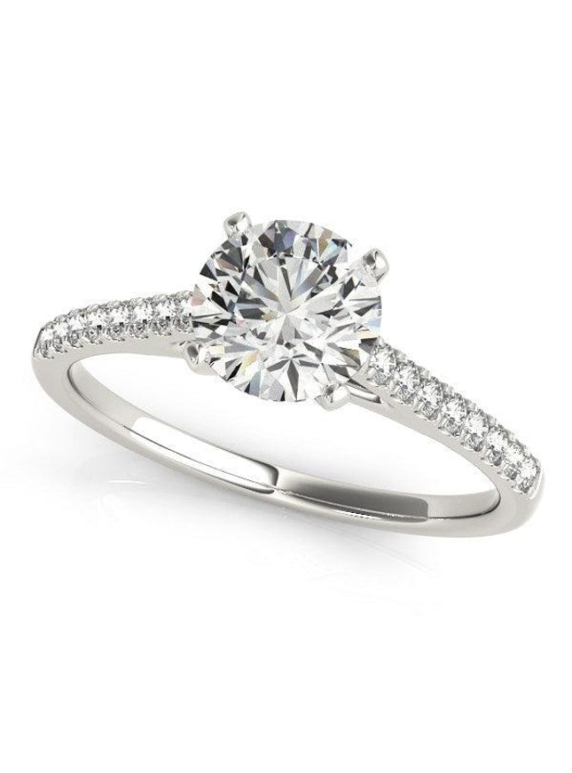 14k White Gold Pronged Round Diamond Engagement Ring (1 5/8 cttw) - Ellie Belle