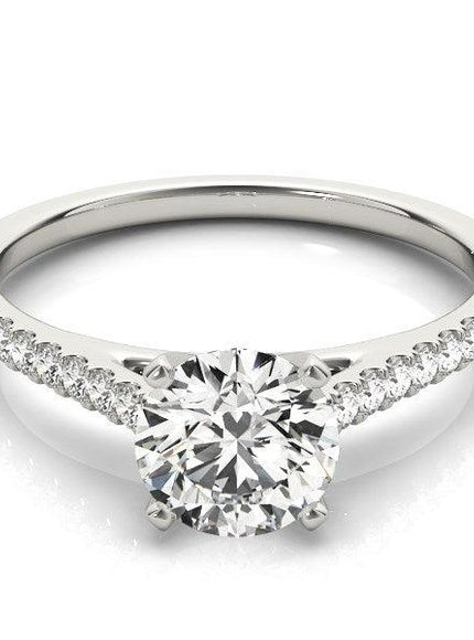 14k White Gold Pronged Round Diamond Engagement Ring (1 5/8 cttw) - Ellie Belle