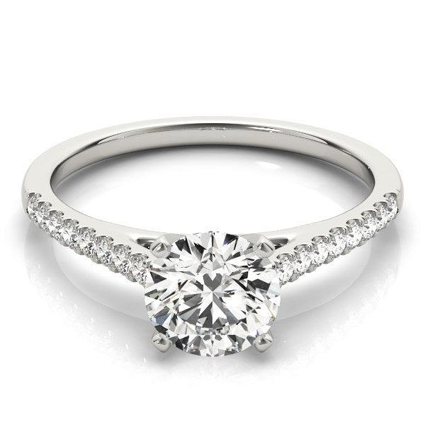 14k White Gold Pronged Round Diamond Engagement Ring (1 5/8 cttw) - Ellie Belle