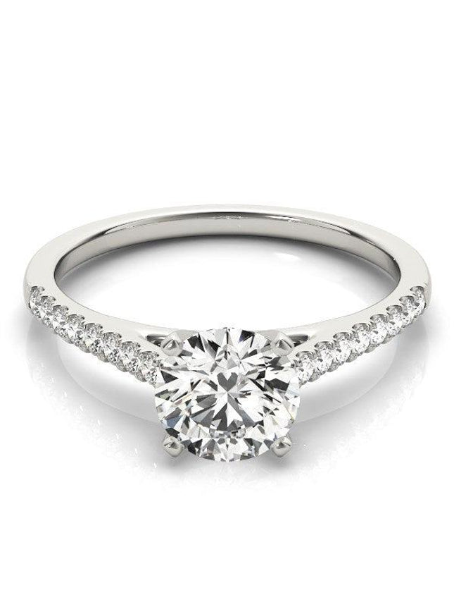 14k White Gold Pronged Round Diamond Engagement Ring (1 5/8 cttw) - Ellie Belle