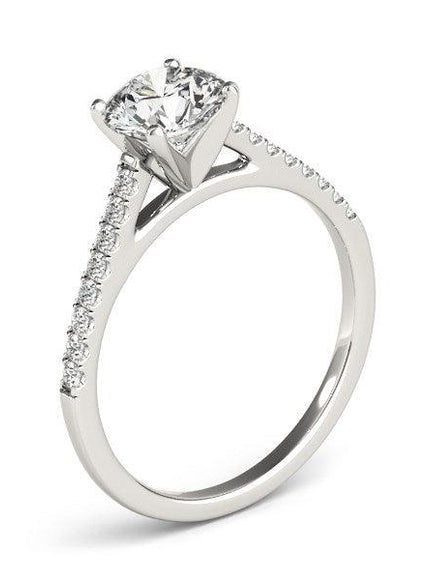 14k White Gold Pronged Round Diamond Engagement Ring (1 5/8 cttw) - Ellie Belle