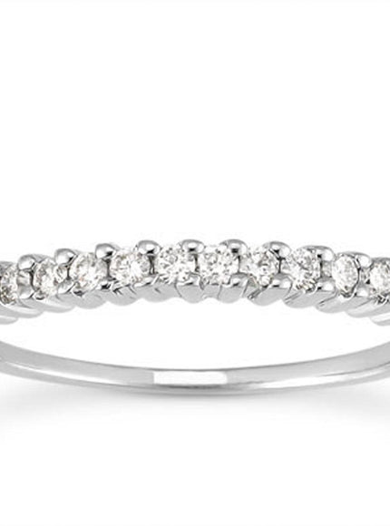 14k White Gold Raised Shared Prong Diamond Wedding Ring Band - Ellie Belle