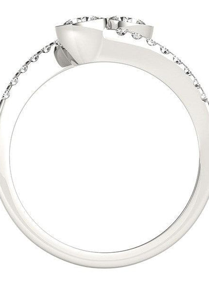 14k White Gold Round Bezel Setting Two Stone Diamond Ring (5/8 cttw) - Ellie Belle