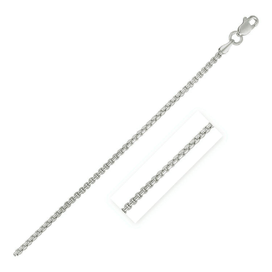 14k White Gold Round Box Chain 1.35 mm - Ellie Belle