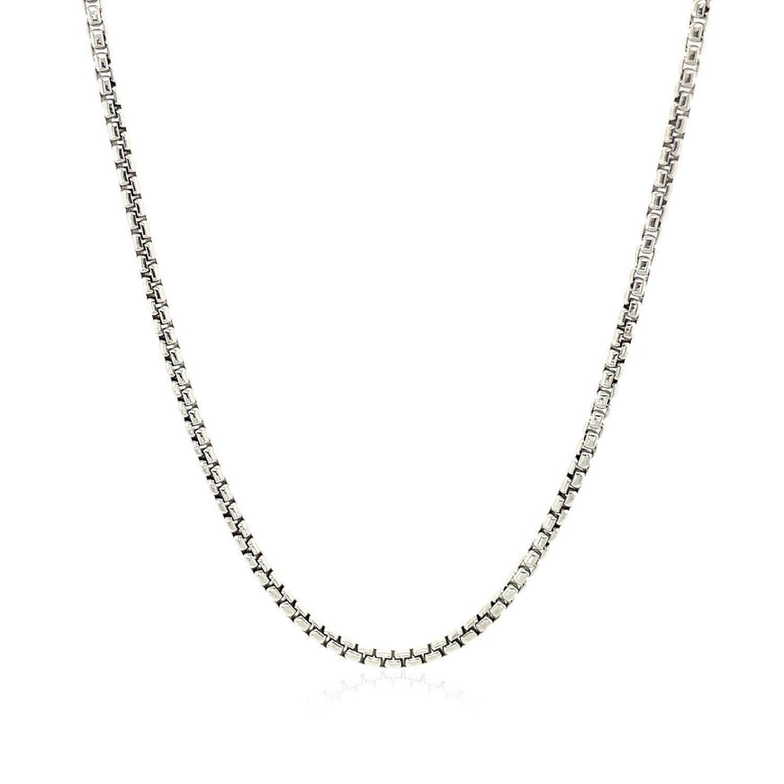 14k White Gold Round Box Chain 1.7mm - Ellie Belle