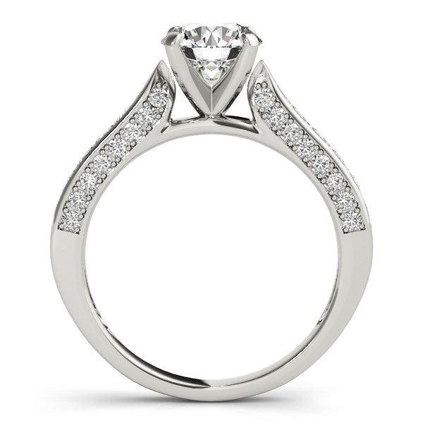 14k White Gold Round Cathedral Diamond Engagement Ring (1 1/2 cttw) - Ellie Belle