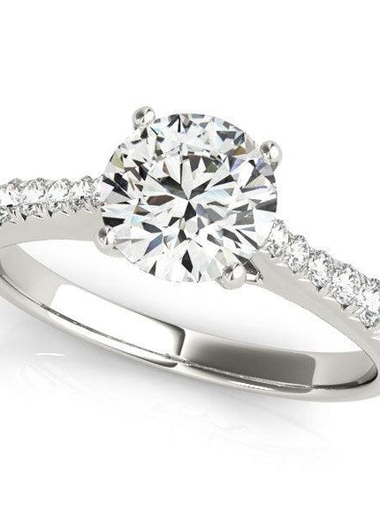 14k White Gold Round Cut Diamond Engagement Ring (1 5/8 cttw) - Ellie Belle