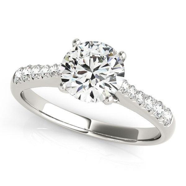 14k White Gold Round Cut Diamond Engagement Ring (1 5/8 cttw) - Ellie Belle