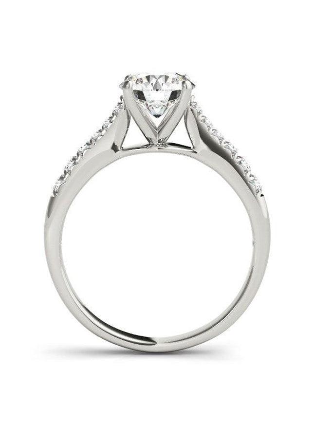 14k White Gold Round Cut Diamond Engagement Ring (1 5/8 cttw) - Ellie Belle