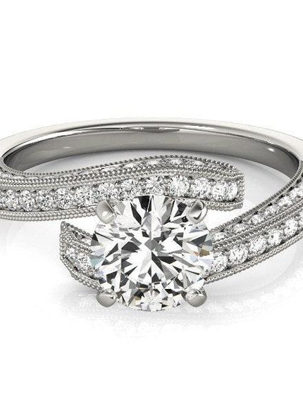 14k White Gold Round Diamond Bypass Style Engagement Ring (1 1/2 cttw) - Ellie Belle