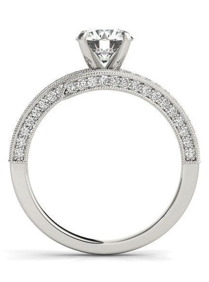 14k White Gold Round Diamond Bypass Style Engagement Ring (1 1/2 cttw) - Ellie Belle