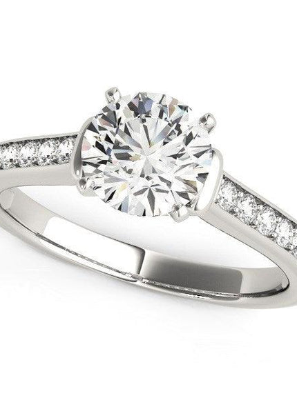 14k White Gold Round Diamond Engagement Ring Band Stones (1 1/8 cttw) - Ellie Belle