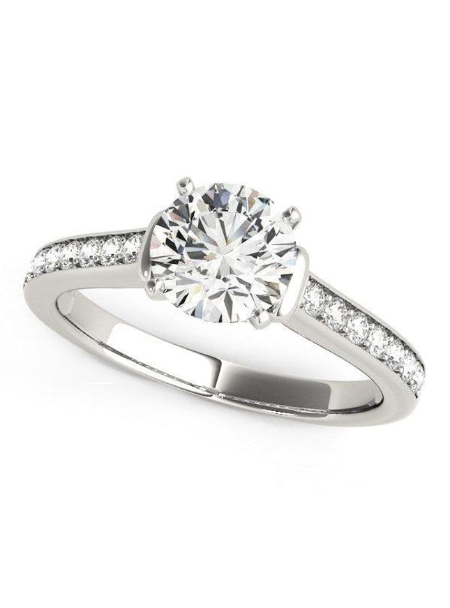14k White Gold Round Diamond Engagement Ring Band Stones (1 1/8 cttw) - Ellie Belle