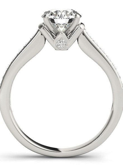 14k White Gold Round Diamond Engagement Ring Band Stones (1 1/8 cttw) - Ellie Belle