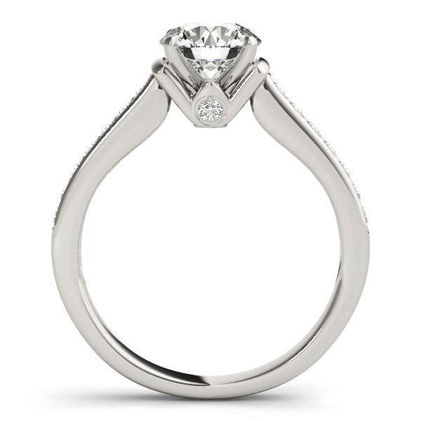 14k White Gold Round Diamond Engagement Ring Band Stones (1 1/8 cttw) - Ellie Belle