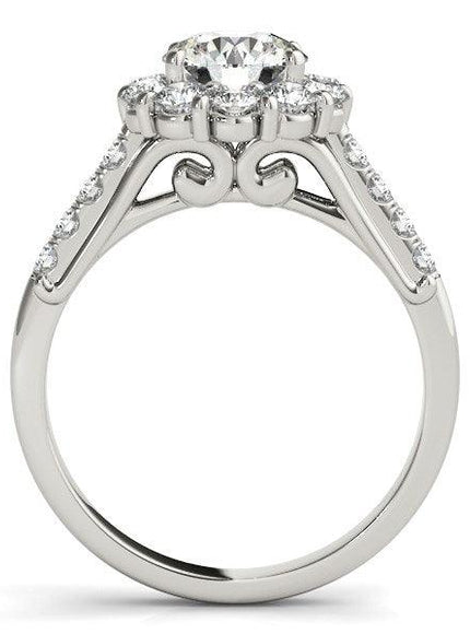 14k White Gold Round Diamond Halo Engagement Ring (2 1/2 cttw) - Ellie Belle