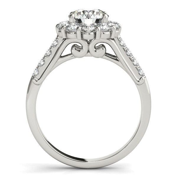 14k White Gold Round Diamond Halo Engagement Ring (2 1/2 cttw) - Ellie Belle