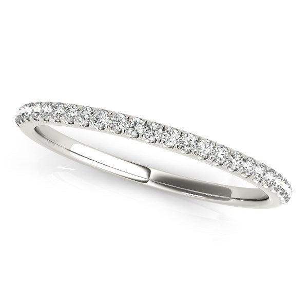 14k White Gold Round Diamond Pave Set Wedding Band (1/8 cttw) - Ellie Belle