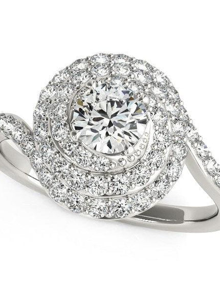 14k White Gold Round Diamond Spiral Design Engagement Ring (1 1/8 cttw) - Ellie Belle