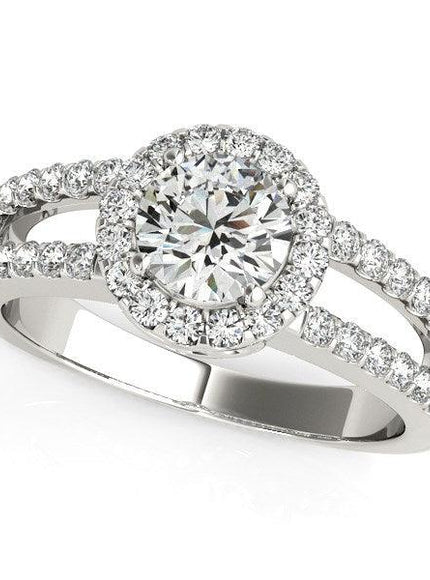 14k White Gold Round Diamond Split Shank Design Engagement Ring (7/8 cttw) - Ellie Belle