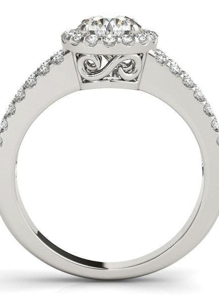 14k White Gold Round Diamond Split Shank Design Engagement Ring (7/8 cttw) - Ellie Belle