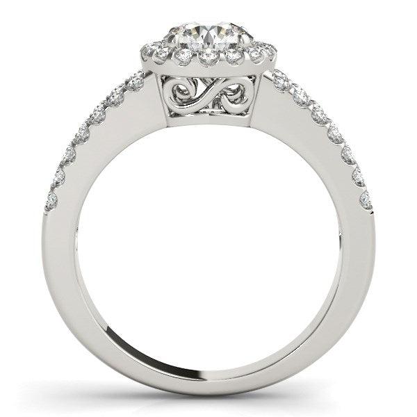 14k White Gold Round Diamond Split Shank Design Engagement Ring (7/8 cttw) - Ellie Belle