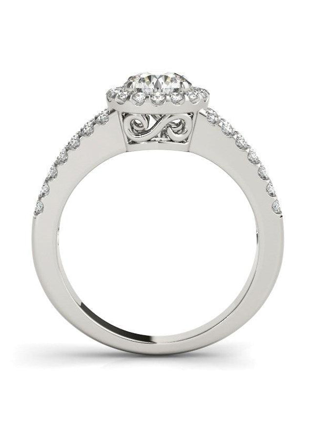 14k White Gold Round Diamond Split Shank Design Engagement Ring (7/8 cttw) - Ellie Belle