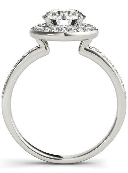 14k White Gold Round Halo Diamond Engagement Ring (1 1/2 cttw) - Ellie Belle