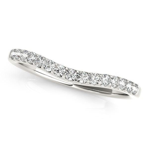 14k White Gold Round Pave Setting Curvy Diamond Wedding Band (1/4 cttw) - Ellie Belle